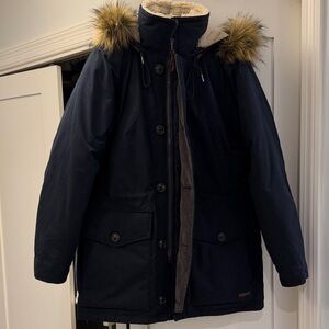 Abercrombie & Fitch Men’s Ultra Down Parka with Faux Fur Trim Size XL Like New